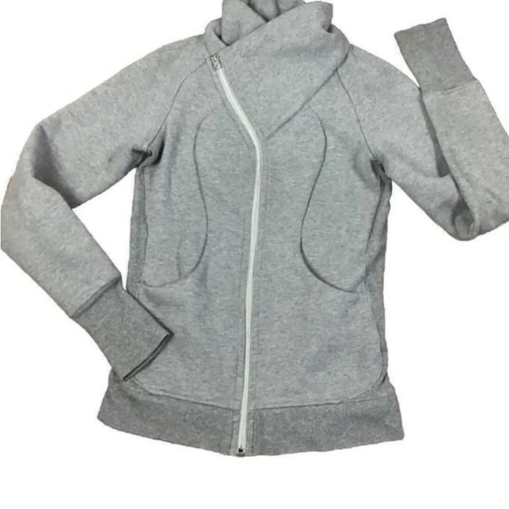 Lululemon Cozy Cuddle Up Asymmetrical Zip Jacket High Collar Gray Size 2